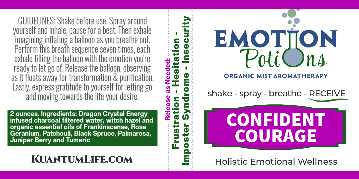 CONFIDENT COURAGE Emotion Potions Aromatherapy Mist to release Fear, Frustration, Hesitation, Imposter Syndrome, Insecurities