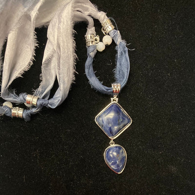 Sodalite Sari Silk Necklace