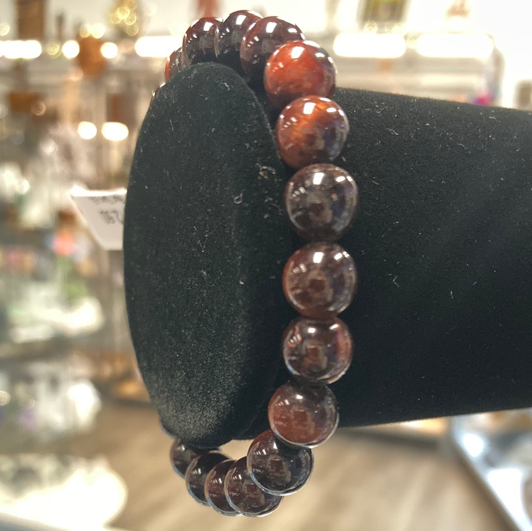 Red Tiger's Eye 8mm Bead Bracelet