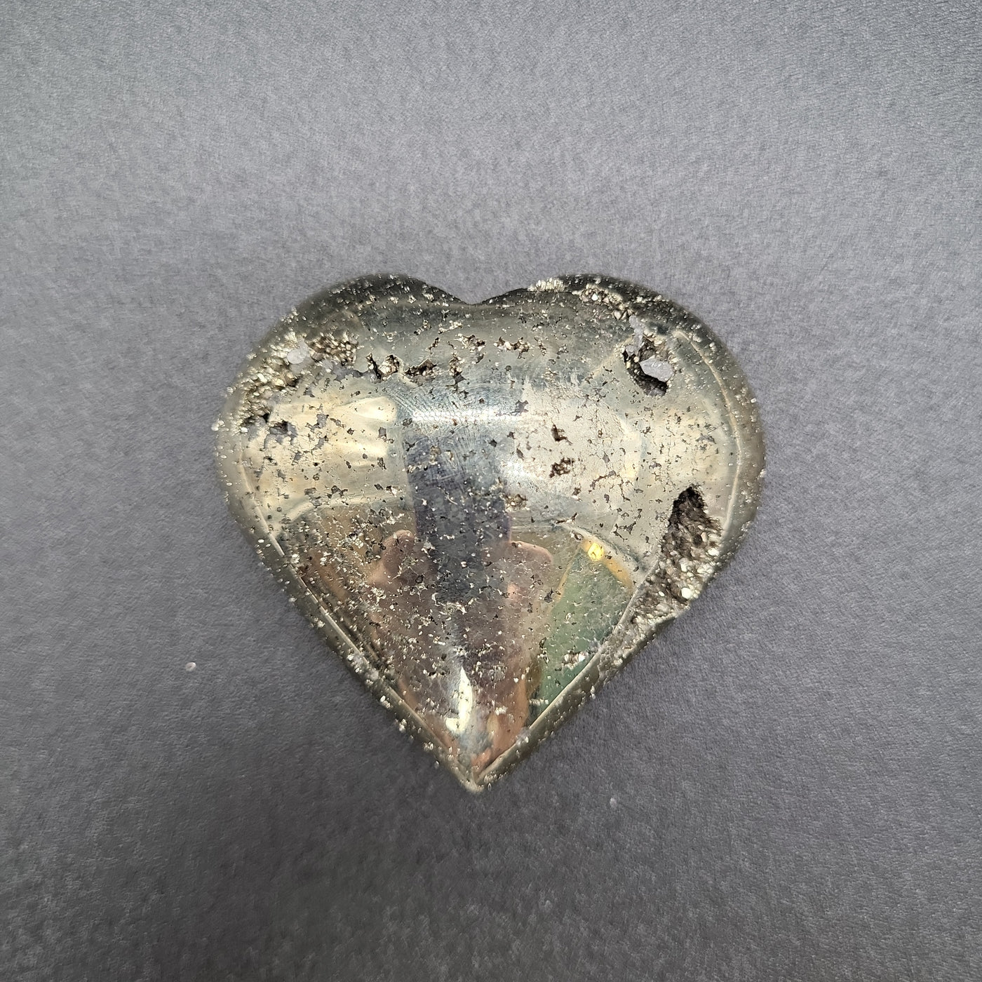 Pyrite Heart Carved Crystal (approx 1.5-2")