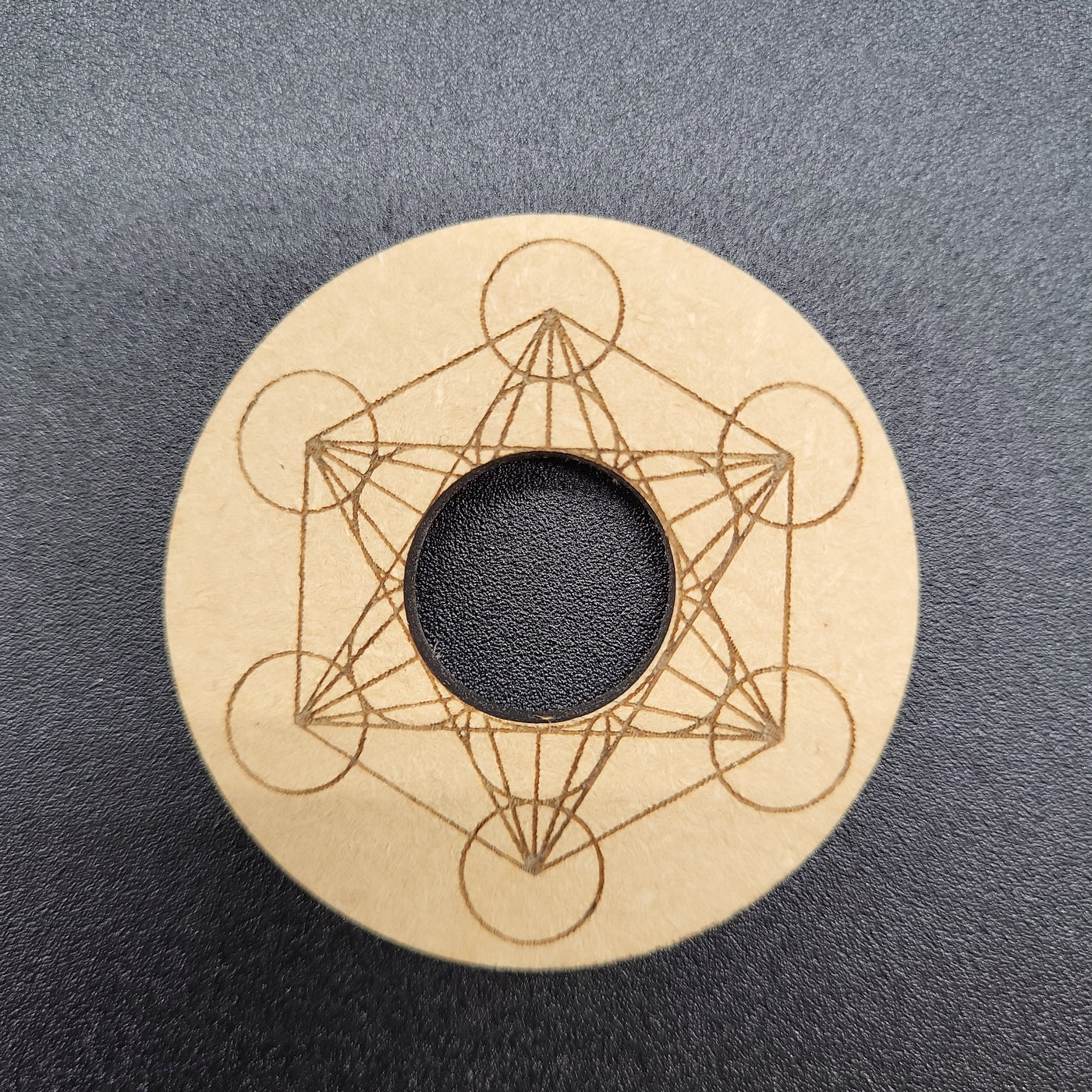 2" Sphere Base stand, Metatron's Cube Wooden Grid