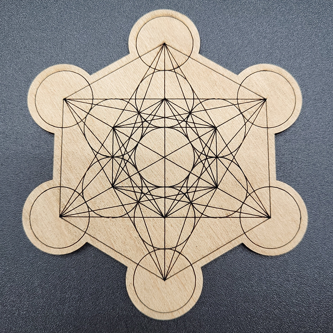 4" Metatron's Cube Wood Crystal Grid