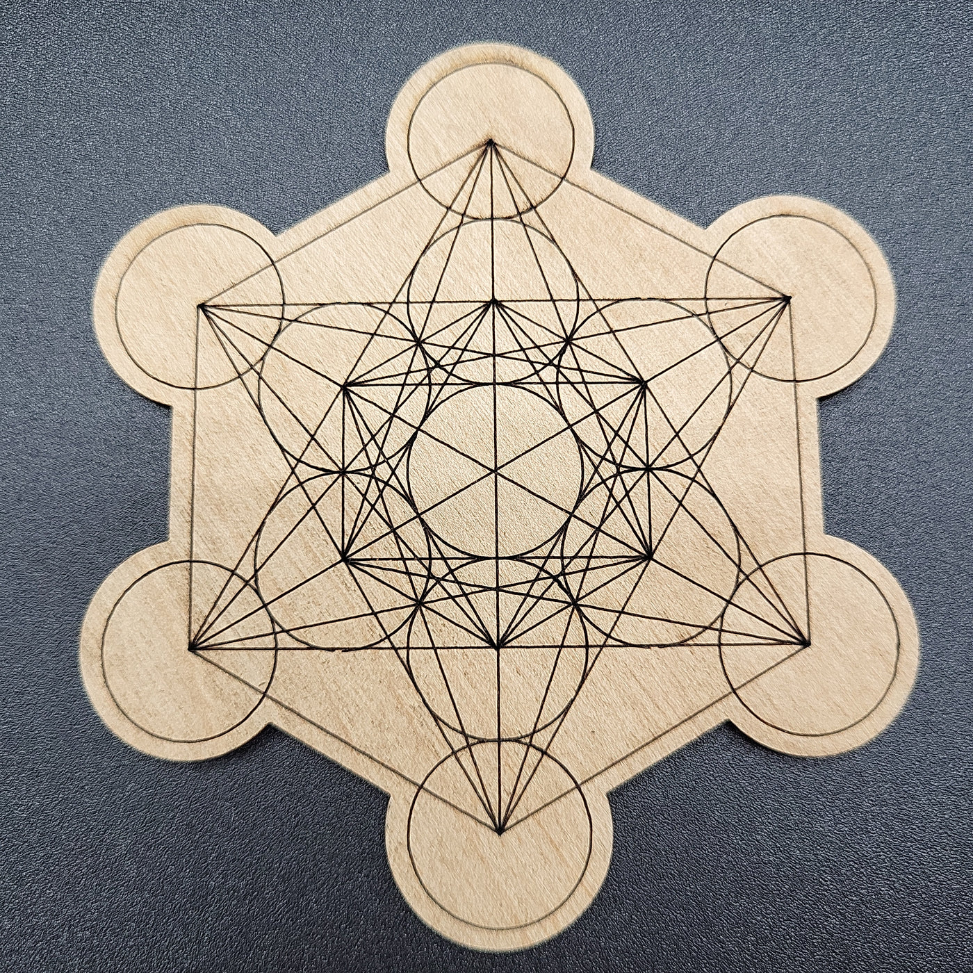 4" Metatron's Cube Wood Crystal Grid