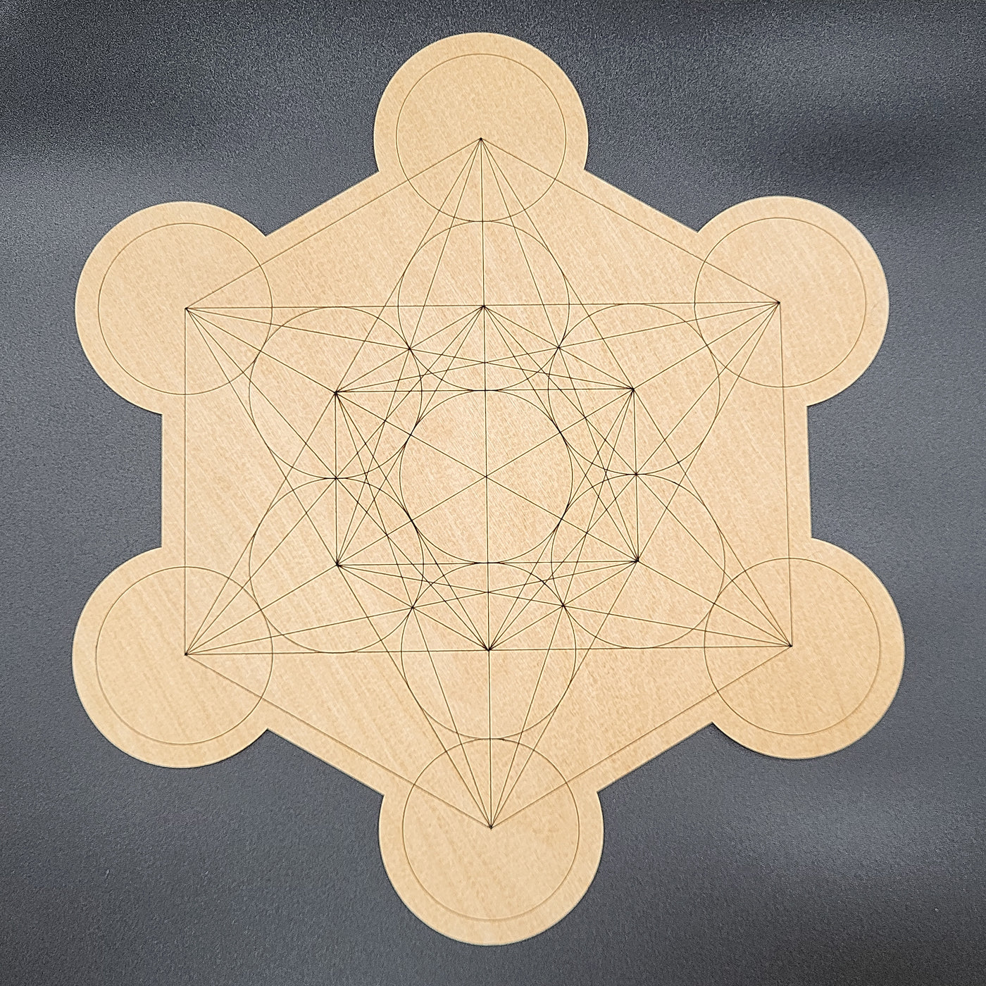 12" Metatron's Cube Wood Crystal Grid