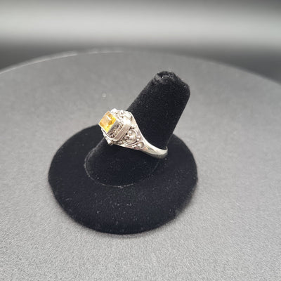 Citrine Poison Ring Sterling Silver Sz 9