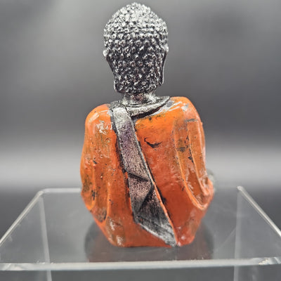 Orange/Silver Buddha Figurine Statue 3.5"