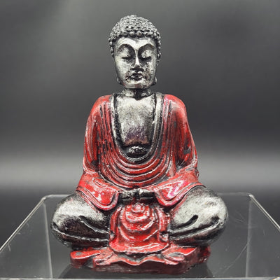 Red/Silver Buddha Figurine Statue 3.5"