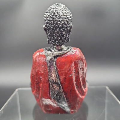 Red/Silver Buddha Figurine Statue 3.5"