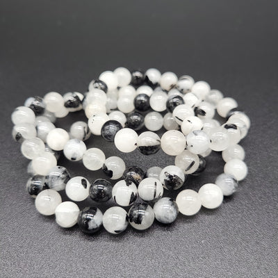 Black Tourmalinated Quartz 8mm Beaded Bracelet