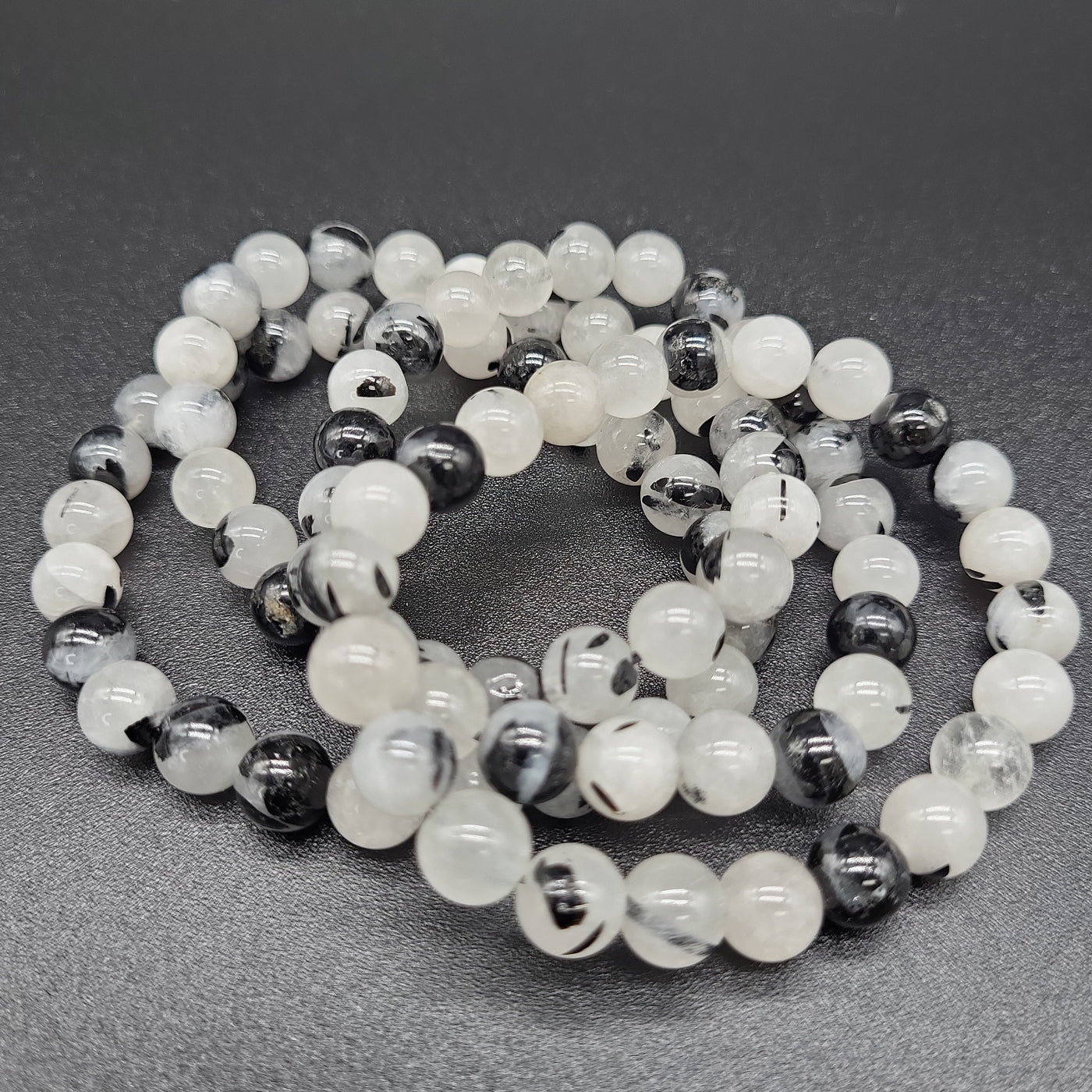 Black Tourmalinated Quartz 8mm Beaded Bracelet