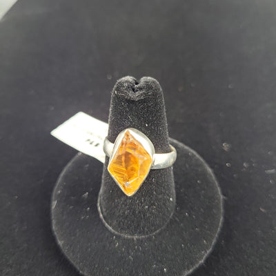 Sz 8 Citrine Freeform Ring .65" Sterling Silver