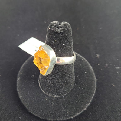 Sz 8 Citrine Freeform Ring .65" Sterling Silver