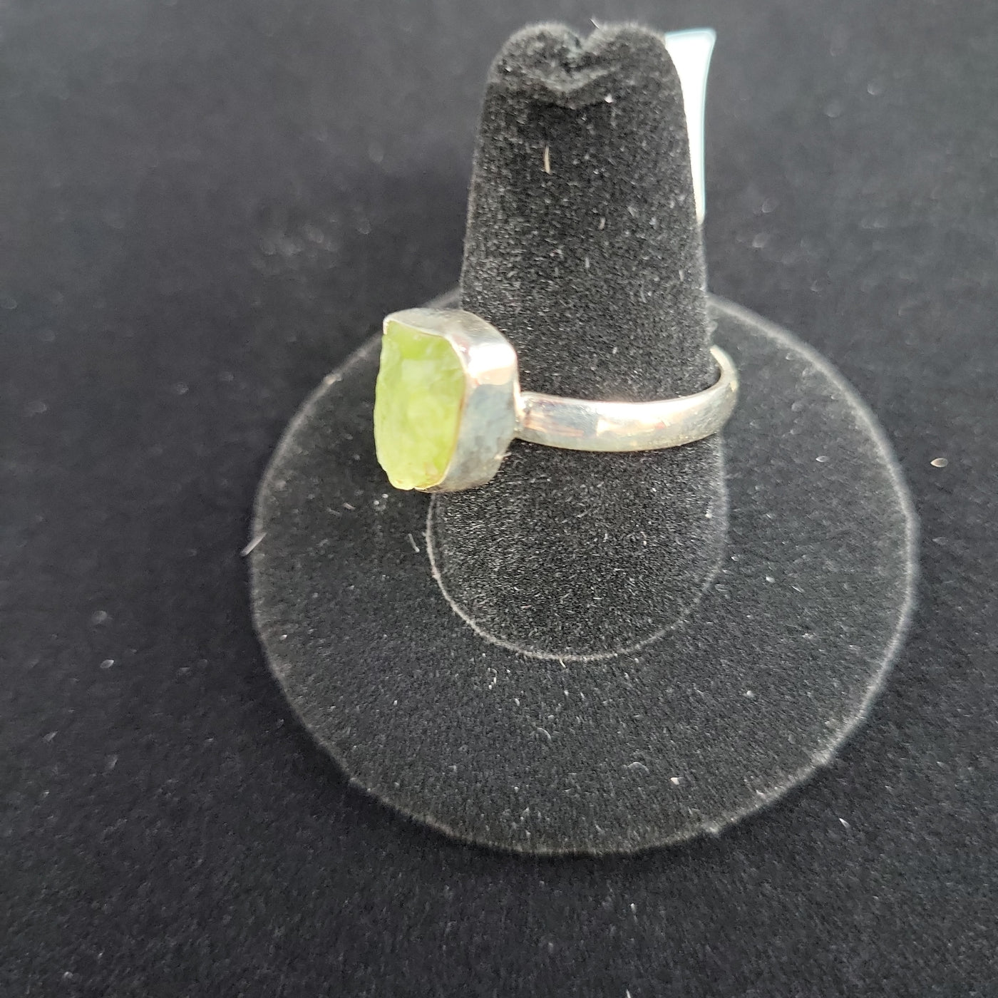 Sz 10 Peridot Raw Form Ring-925 Sterling Silver