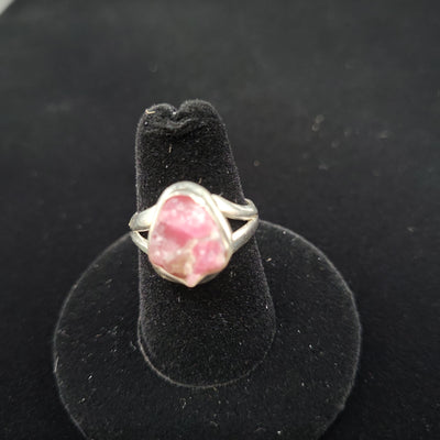 Sz 7.75 Pink Tourmaline Free Form Ring 925 Sterling Silver