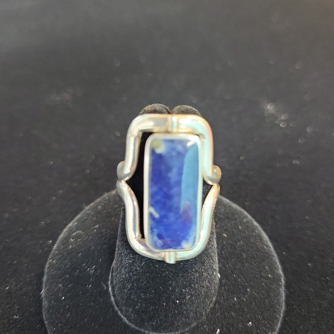 Sodalite & Mother of Pearl Dual Sided Sterling Silver Ring Size Adjustable