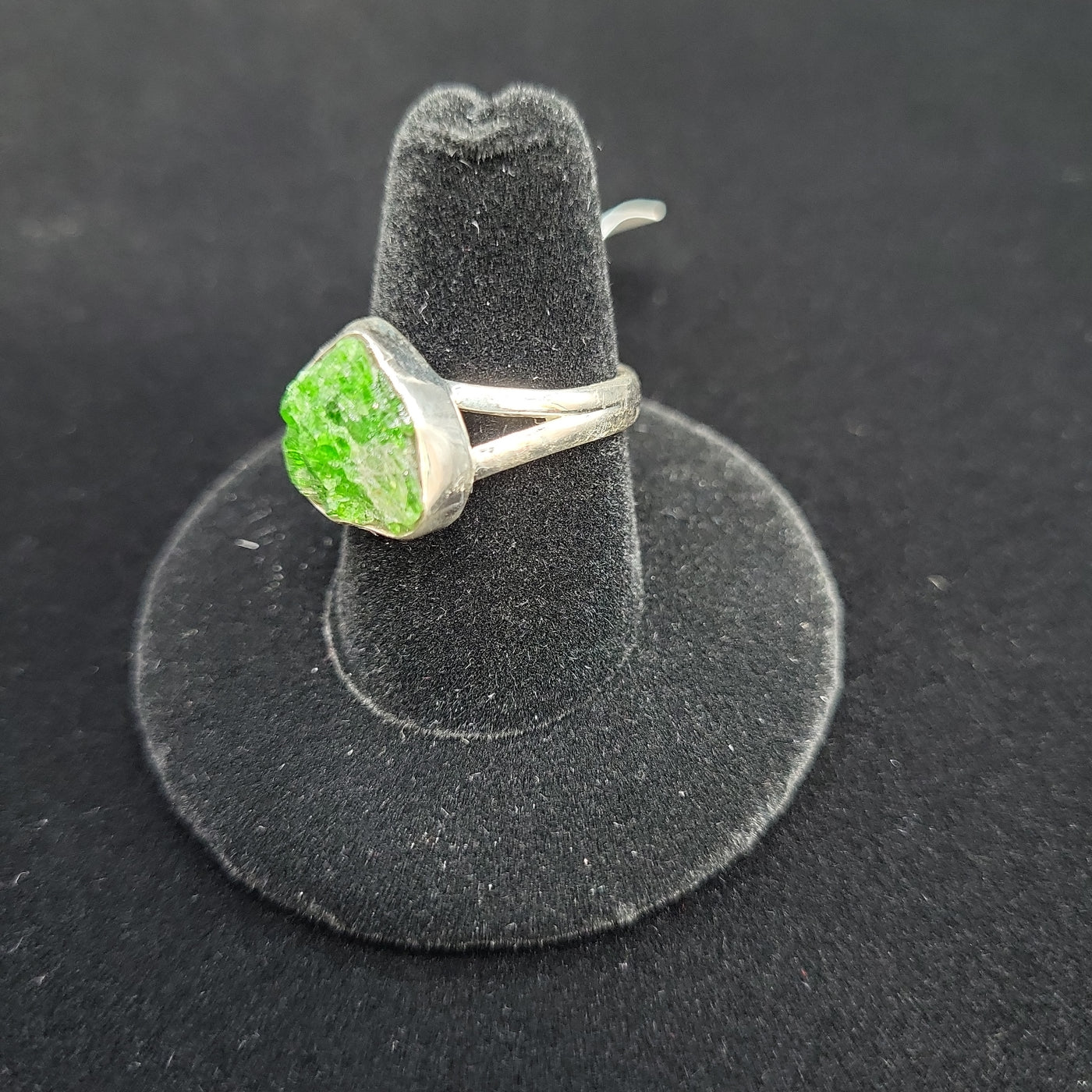 Sz9.5 Chrome Diopside Freeform Ring 925 Sterling Silver