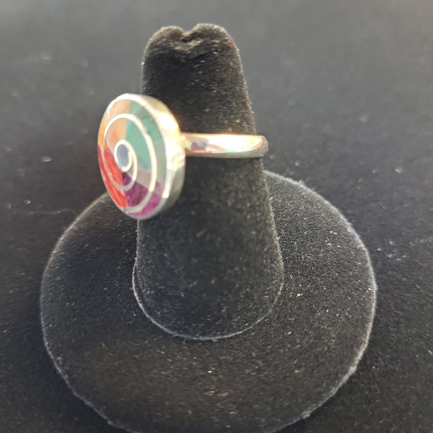 Spiral w/Spiny Oyster SS Ring Size Adjustable