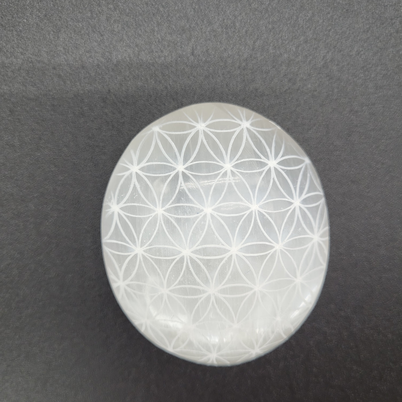 Flower of Life Selenite Bar/ Palm Stone 2.6"