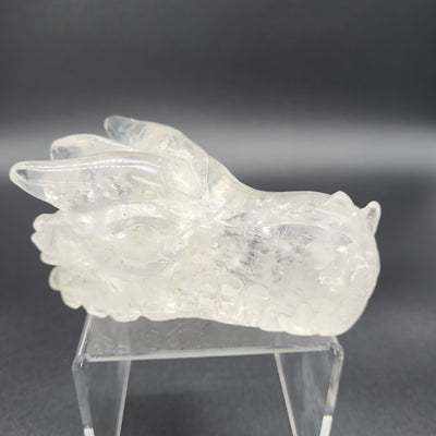 Clear Quartz Dragon Skull 4.25"