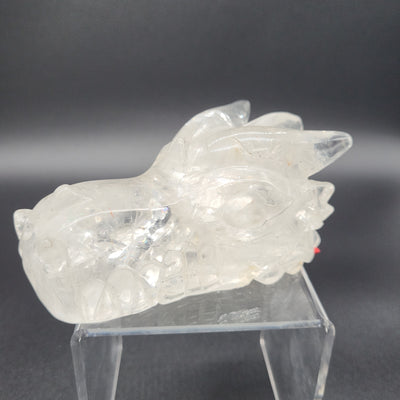 Clear Quartz Dragon Skull 4.25"