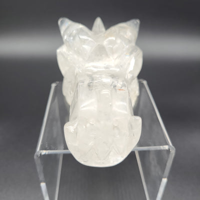 Clear Quartz Dragon Skull 4.25"