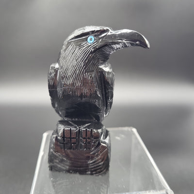 3.15" Black Onyx Raven Carved Statue