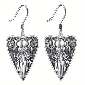Hecate Moon Goddess Triangle Dangle Earrings