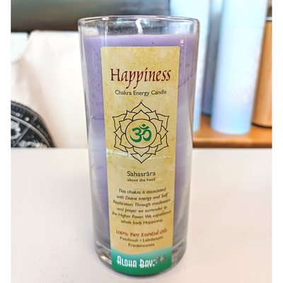 Happiness/ Crown Chakra Candle Glass Jar 11 oz