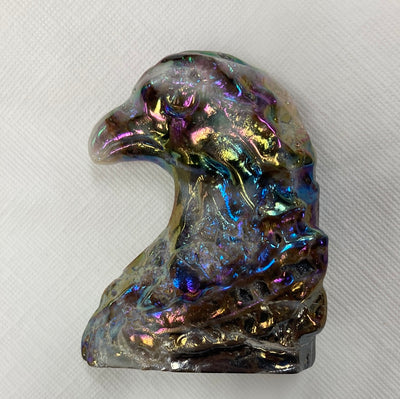 Eagle Head Carved Angel Aura w/Druzy 3" H