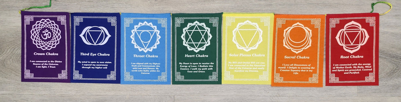 Chakra Prayer Banner Flags  (each of the 7 flags are 7x5 ea)