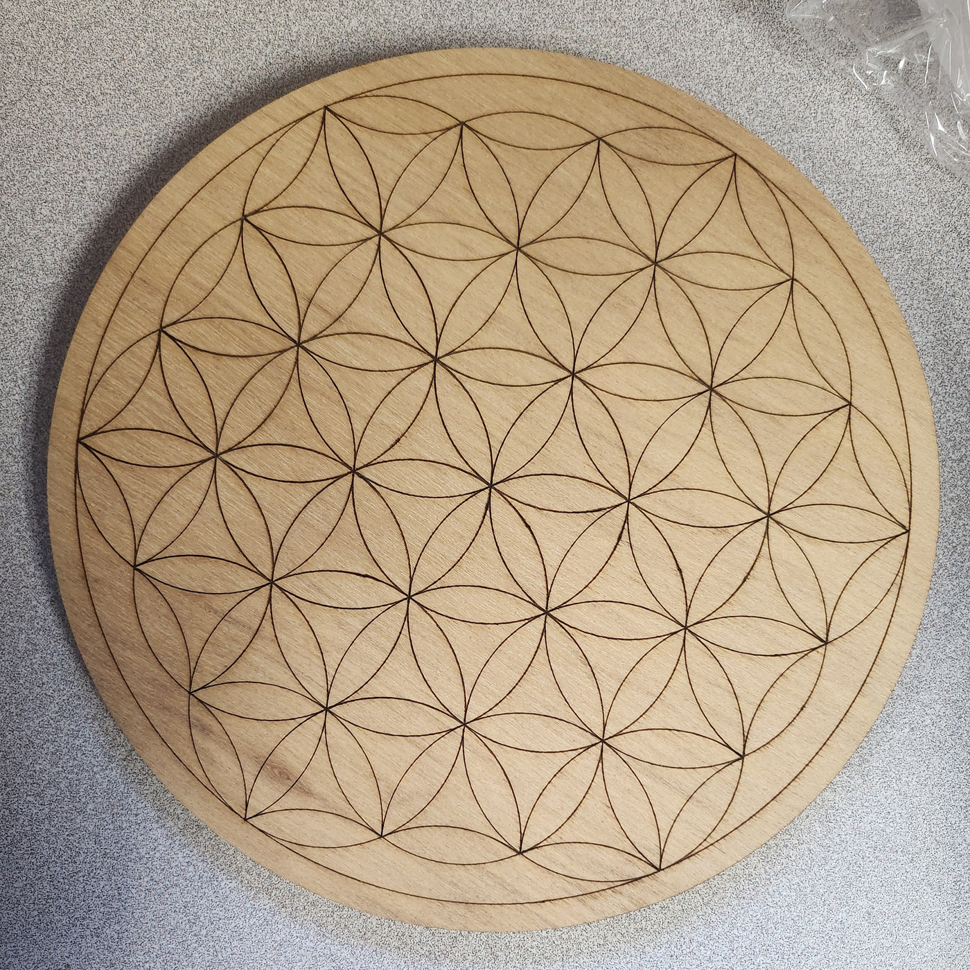 8" Flower of Life Wood Crystal Grid