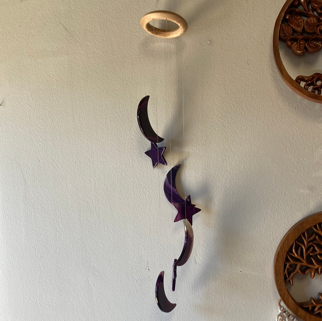 Purple Agate Star & Moon Wind Chime