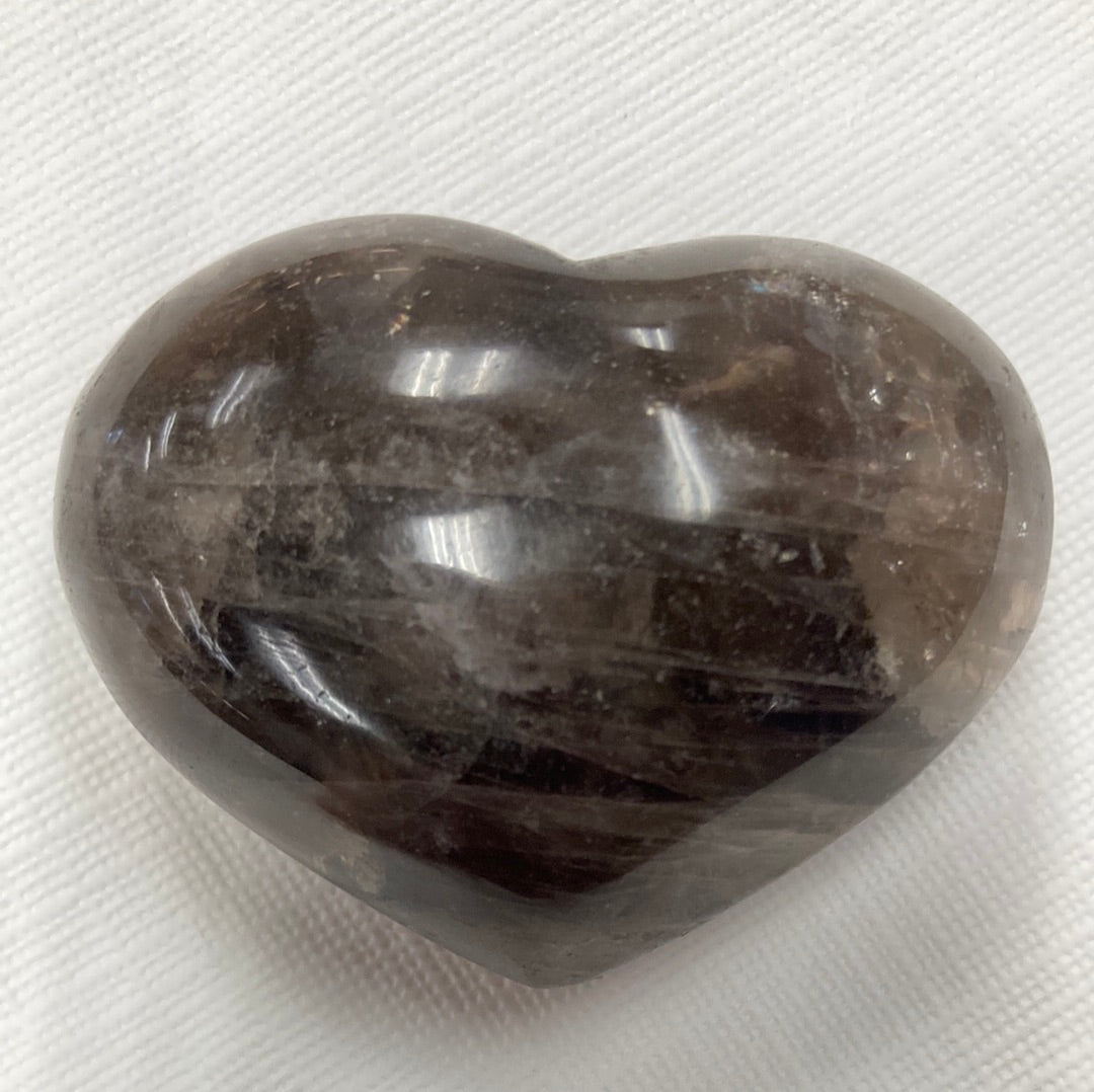 Carved Heart Smoky Quartz  2"H