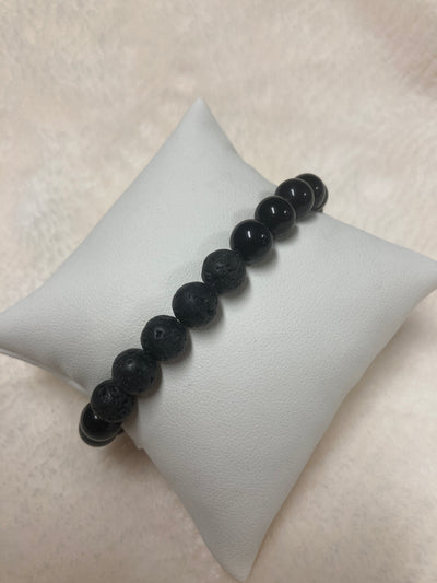 Obsidian & Lava Bracelet 8mm