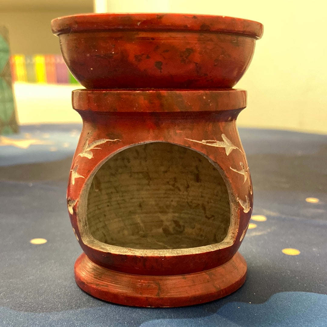 Red Soapstone Incense/Oil Burner 3.25"
