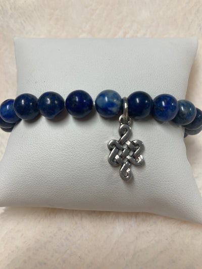 Lapis Lazuli w/Eternal Knot Bracelet 8mm -Friendship