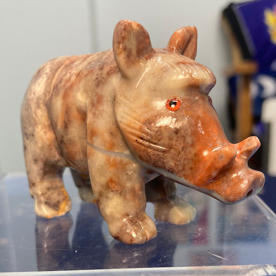 2" Boar Carved Jasper Spirit Animal