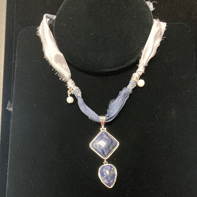 Sodalite Sari Silk Necklace