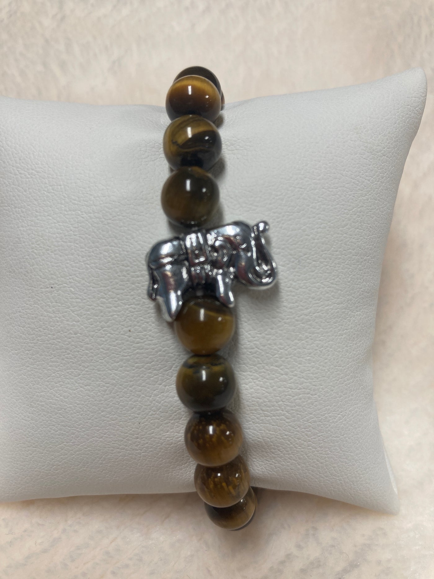 Tiger's Eye w/Elephant Charm Bracelet 8mm