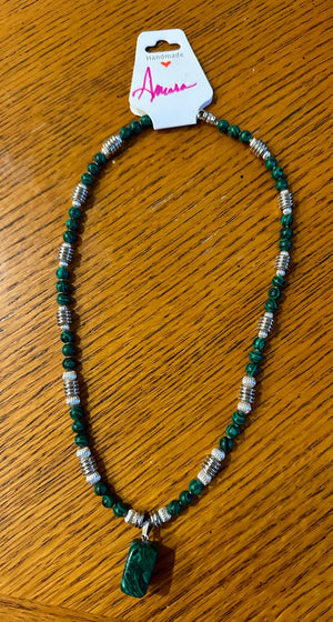 Malachite Necklace in Silver  - 1