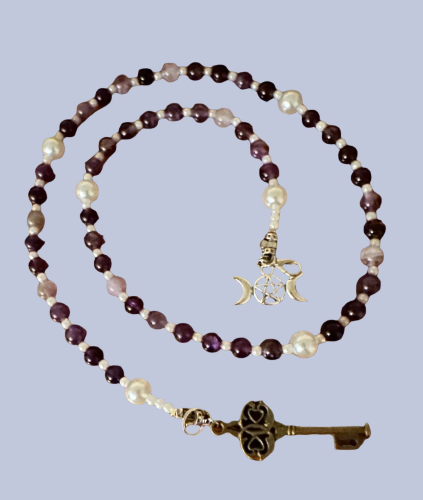 Devotional Prayer Beads with Amethyst and Pearl gemstones  - 1