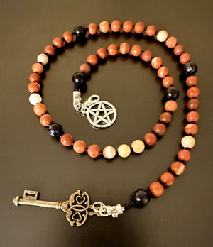 Devotional Prayer Beads with Red Jasper and Blue Goldstone  - 1