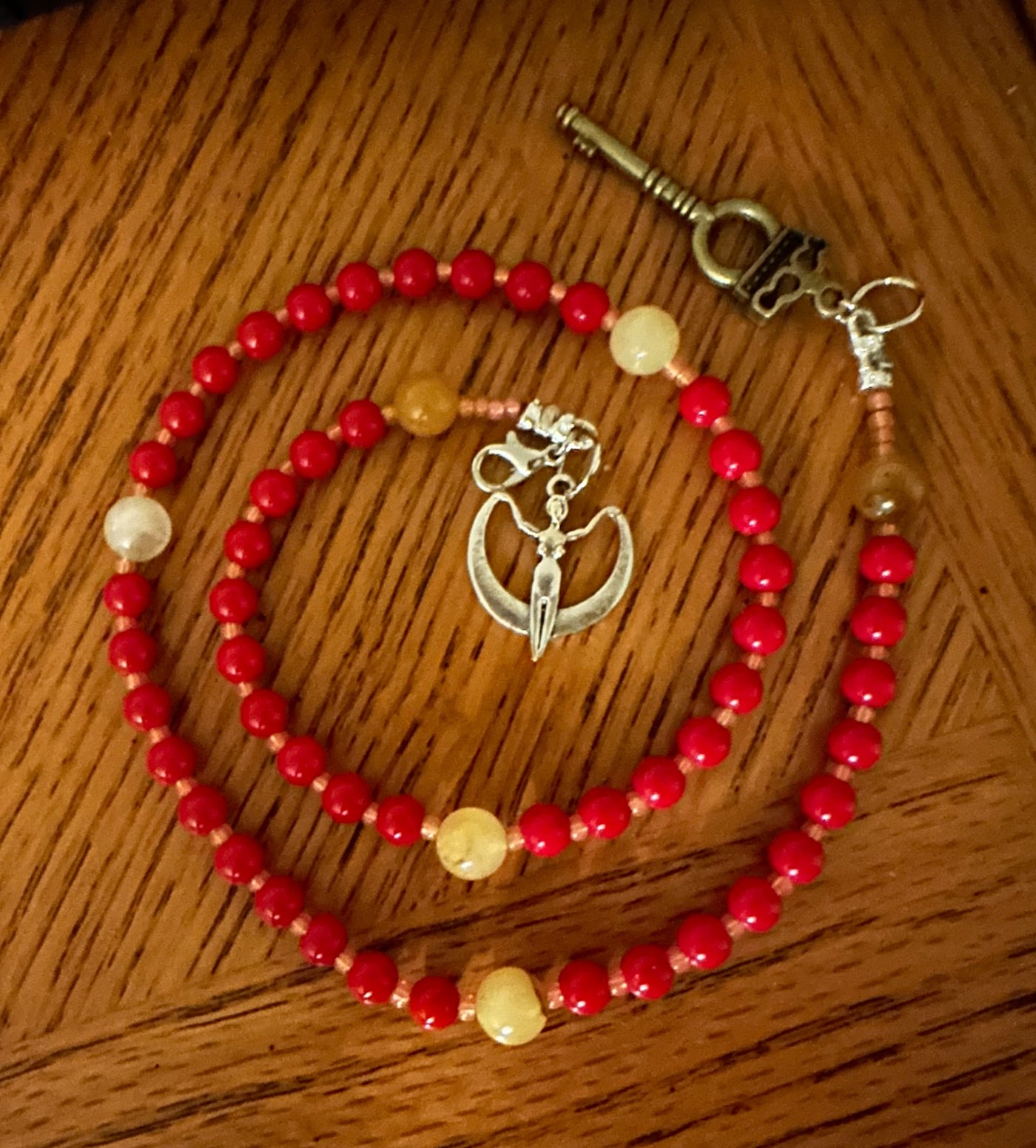 Devotional Prayer Beads with Red Coral and Agate - 1