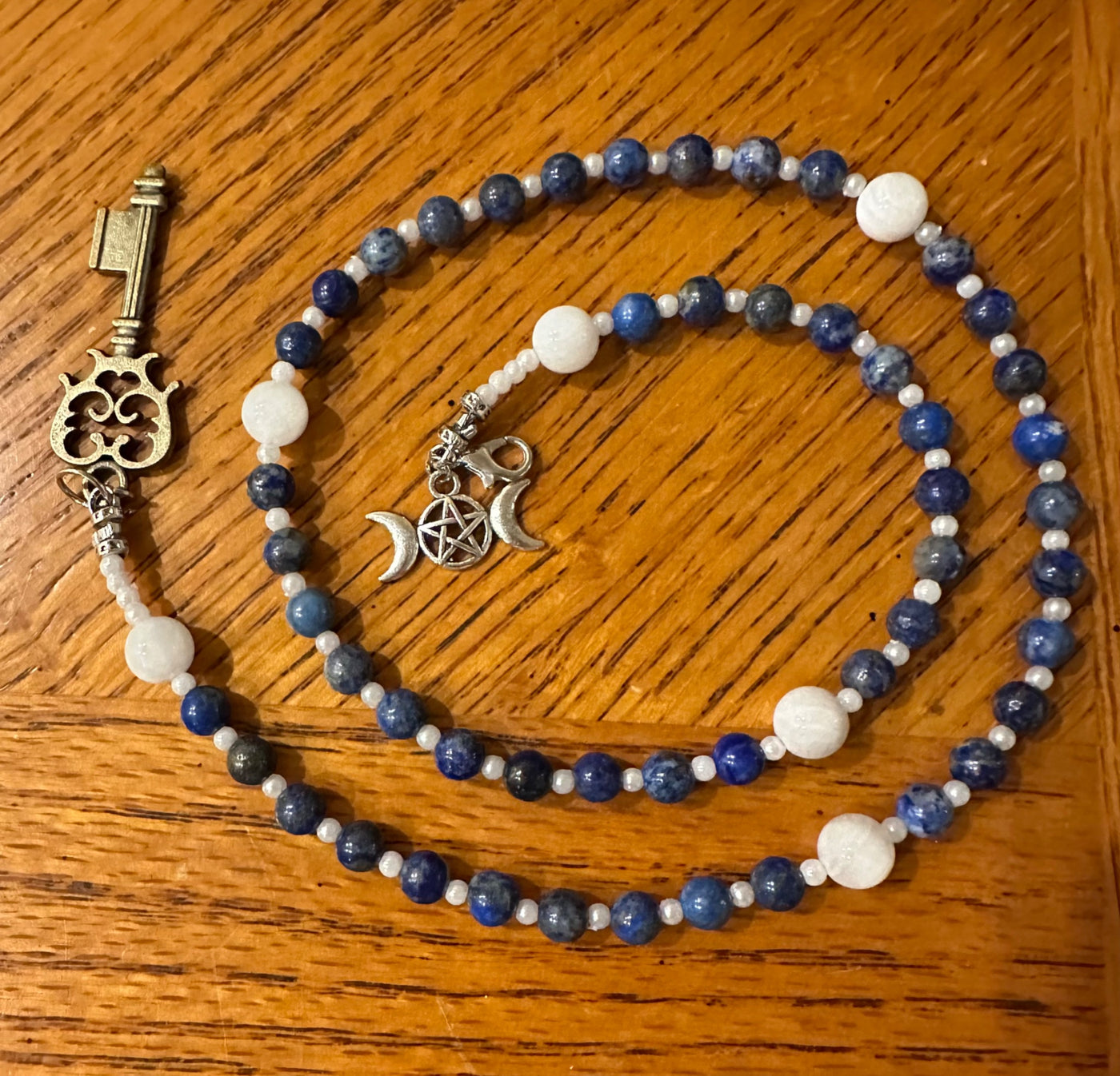 Devotional Prayer Beads with Lapis Lazuli and Moonstones  - 1