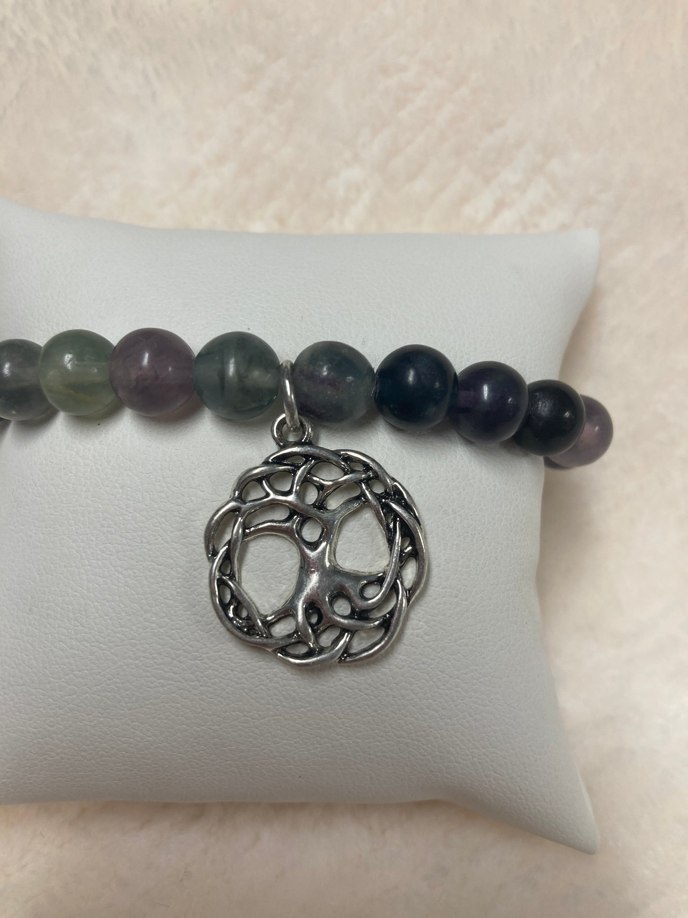 Fluorite Bracelet w/Tree of Life 8mm