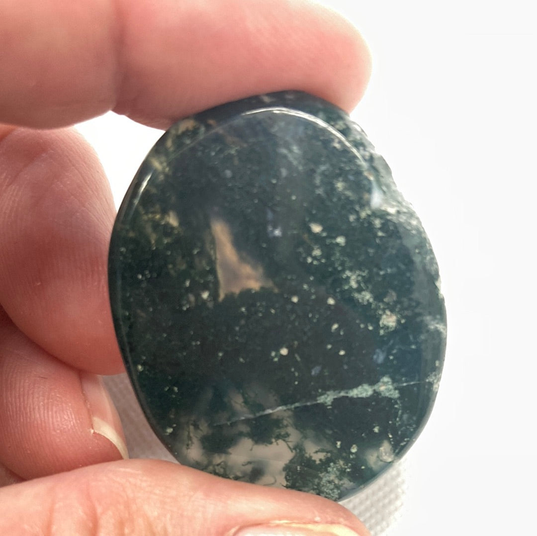 Moss Agate Worry Stone