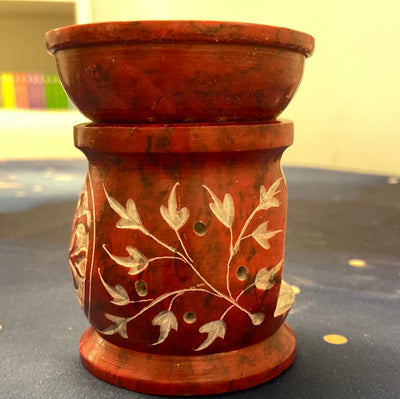 Red Soapstone Incense/Oil Burner 3.25"