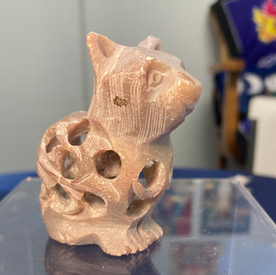 Cat in Cat Carved Soapstone 2.25"