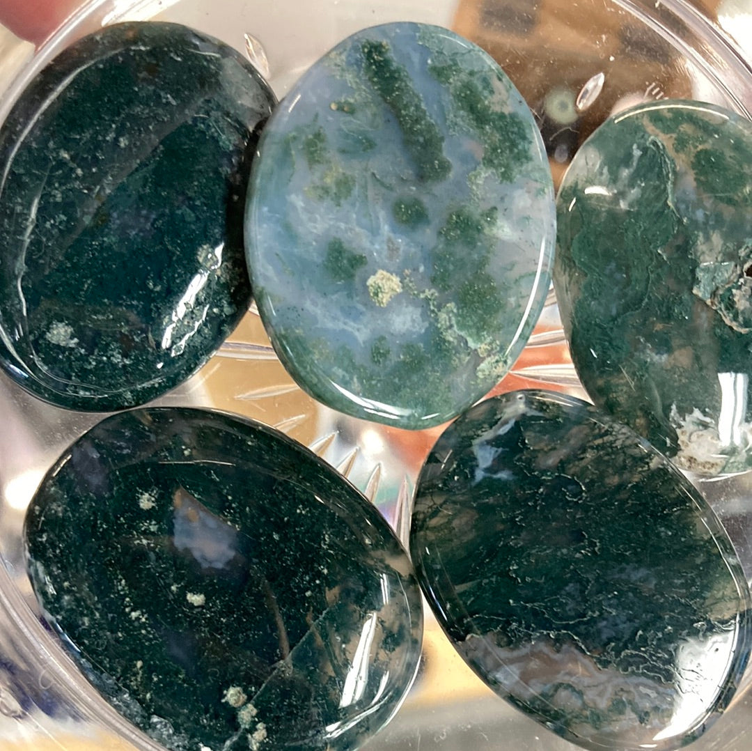 Moss Agate Worry Stone