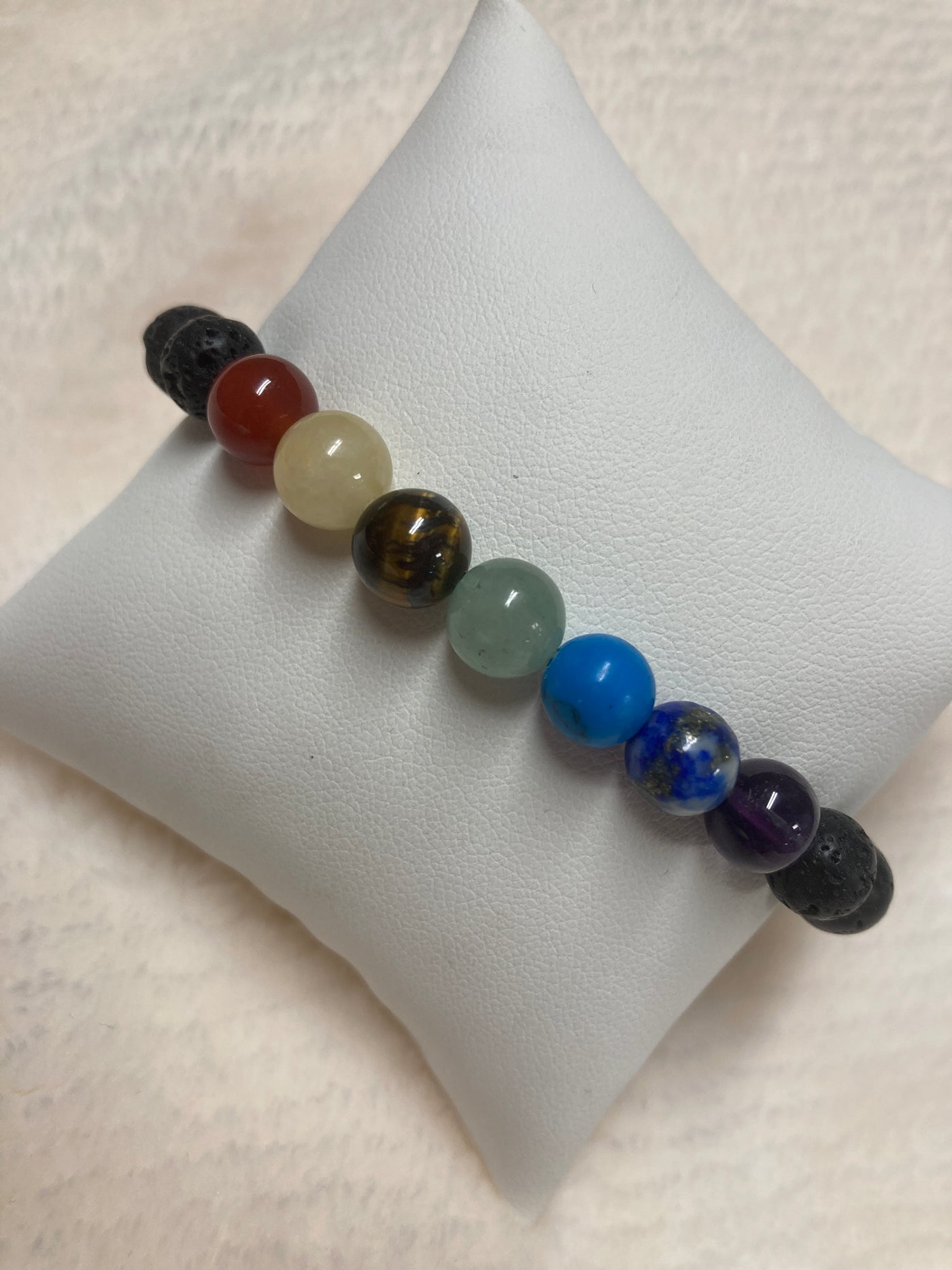 7 Chakra Crystals & Lava Bracelet 8mm